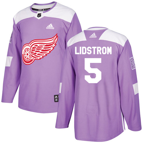 Adidas Red Wings #5 Nicklas Lidstrom Purple Authentic Fights Cancer Stitched NHL Jersey